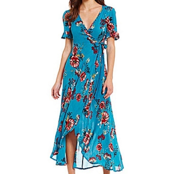 Band of Gypsies Dresses & Skirts - Band of Gypsies Floral Wrap Maxi Dress XS